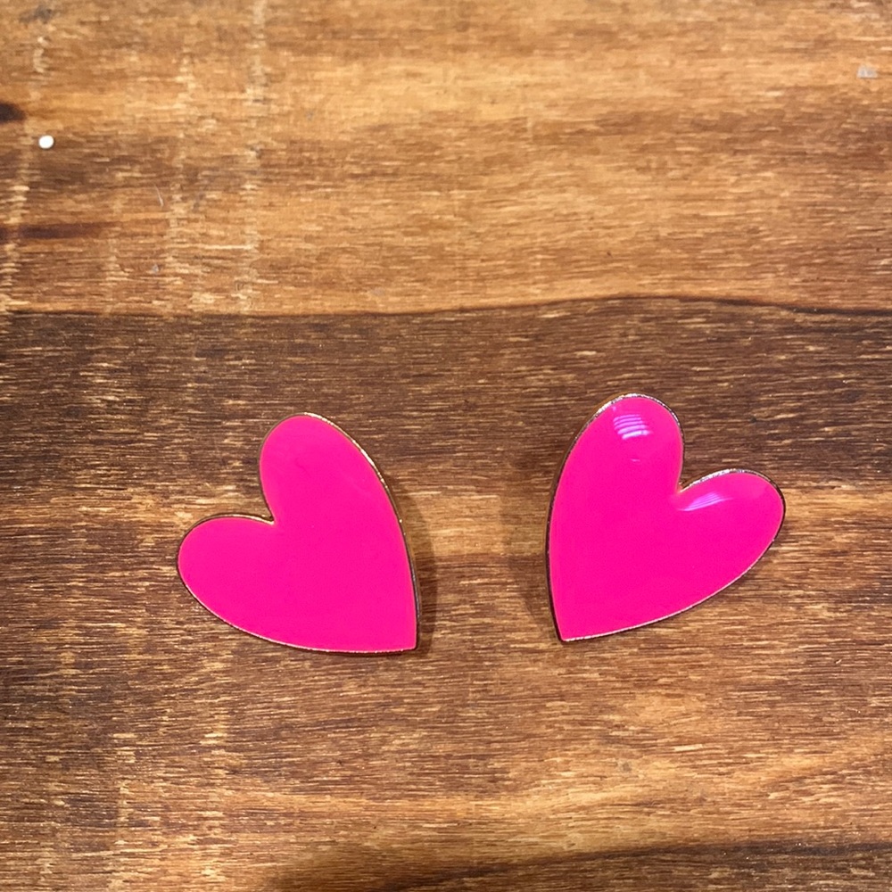 Pink heart earrings